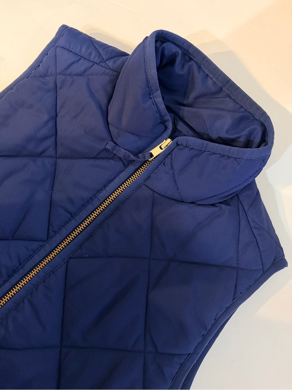 J. Crew Womens Quilted Puffer Vest XXS Navy Blue Gold Zipper Polyester